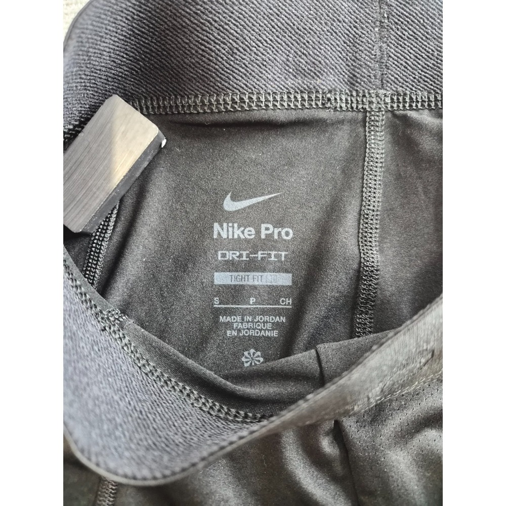 Nike Pro Dri Fit Pants Mens Small Black Tight Fit Swoosh Logo Stretch Training - Picture 7 of 13